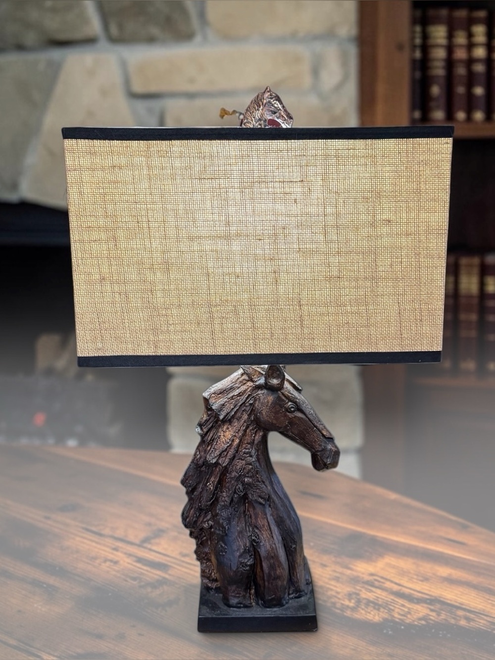 Crestview Collection FauxWood Horse Head Table Lamp - Rustic/Equestrian